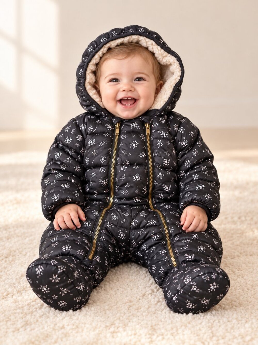 Jessica Simpson Baby Floral Hooded Snowsuit – 12 Months